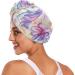 Purple Flowers Unicorn Hair Towel 2 Pack | Super Absorbent Quick Dry Hair Turbans for Women & Girls - Buy Online on GoSupps.com