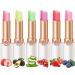 6 Packs Jelly Lipstick Set Fruit Color Change Lip Balm Set Peach Aloe Vera Strawberry Blueberry Avocado Grape Color Change Lip Balm Long Lasting Moisturizer Lip Makeup Set (6PCS)