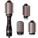 Nicebay All-in-One Oval Hot Air Brush Blow Dryer Brush for Drying Straightening Curling and Volumizing Hair with 3 Attachments and Multi-temperature Settings Black&rose Gold