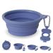 Bonza Large foldable dog bowl 1000 ml stable reinforced edge including carabiner & water bottle holder Key trailer evergreen periwinkle Large