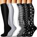 BLUEENJOY Copper Compression Socks for Women & Men (6 pairs) - Best Support for Nurses, Running, Hiking, Recovery 01 Black 4 Pairs/White/Gray Small-Medium