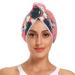 Cat Sunglasses Pink Hair Towel 2 Pack Super Absorbent Hair Drying Towel Quick Dry Hair Turbans Head Towel with Button Twisty Wrap for Women Girls