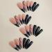 Luxury Black French Tip Press on Nails - Long Stiletto Coffin Fake Nails with Glitter Lines - 24pcs Full Cover Manicure for Women & Girls - Buy Online on GoSupps.com