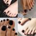 Semi Cured Gel Nail Strips 32 Pcs Black Gel Toenail Sticker Gel Toeail Strips Full Wraps Adhesive Semi Cured Gel Toenail Wrap Pedicure Set with Nail File & Stick (UV/LED Lamp Required) - Buy Online on GoSupps.com