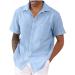Men's Short Sleeve Striped Revers Hawaii Shirt - Casual Light Blue Summer Shirt with Pocket | Rosennie 3XL - Buy Online on GoSupps.com