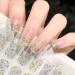 22 pcs Silver Glitter Semi Cured Gel Nail Strips Glitter Nail Gel Polish Wraps Self-Adhesive Nail Full Wraps Nail Strips Nail Tips Nail Wraps Sticker Decals