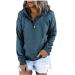 Womens Fall Tops Casual Hoodies Pullover Drawstring Long Sleeve Button Down Sweatshirts 2022 Clothes with Pocket A-navy Large