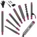 IG INGLAM Curling Iron Wand Set 8 in-1 Interchangeable Ceramic Barrels with Infrared Cucurbit Tapered Extended 1in 1 1/4 in 3/4in Barrels and Clips