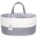 Conthfut Baby Diaper Caddy Organizer 100% Cotton Rope Nursery Storage Bin for Boys and Girls Large Tote Bag & Car Organizer with Removable Inserts Baby Shower Basket Gray