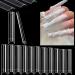 Upgrade 3XL  EJIUJIUO 504 Pcs 2.2 Clear XXXL Extra Long Half Cover Nail Tips for Acrylic Nails 3XL Non C Curve Flattened Straight Square Nail Tips(12 Sizes) 3xl straight 504 pcs with bag