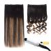 14 Remy Clip in Hair Extensions Natural Black to Chestnut Brown Highlight Ombre - Silky Straight Human Hair (5PCS, 70g) - 14 Inch Length - Buy Online on GoSupps.com