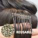 200 Pieces of Hair Extension Nano Beads With 1 Hair Extension Tool Golden Silicon Nano Rings Silicon Nano Beads for Hair Extensions Suitable for Blonde and Brown Hair - Buy Online on GoSupps.com