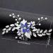 ISLHJDD Women Sapphire Crystal Blue Flower Headpiece Leaf Pearl Hair Vine Comb Wedding Hair Accessory Decorative for Bride Bridesmaid Girls - Buy Online on GoSupps.com