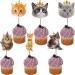 SAMOKA Cat Cupcake Toppers 24 PCS Pet Cat Themed Birthday Party Supplies Baby Shower Party Decorations(double-sided)