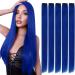 Runature invisible clip in extensions real hair blue extensions real hair blue real hair extensions clip 50cm blue straight 25g 5pcs 50cm-25g #blue