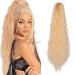 Ponytail Extension 32 Inch Drawstring Ponytail Hair Extensions for Women Long Curly Corn Wavy Ponytail Natural Wavy Synthetic Hairpiece for Women Daily Use Party Light Ash Brown mix Bleach Blonde D-Light Ash Brown and Bleach Blonde