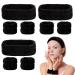 AMCAMI 9 Pcs Spa Headband Face Wash Headband and Wristband Set  Microfiber Makeup Hair Band Face Washing Wristbands Facial Skincare Headband Wrist Towels for Washing Face for Women Girls (Black)