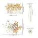 Gold Flower Leaf Hair Combs, Pearl Pins, Rhinestone Barrettes - 36 Pack Set for Wedding & Prom Hairstyles - Buy Online on GoSupps.com