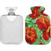 NAANLE 1L Hot Water Bottle with Lid | Transparent Poppy Flower Design | Menstrual Cramps Relief & Heat Therapy - Buy Online on GoSupps.com