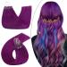 Ugeat microring extensions real hair purple 60cm microring real hair extensions colorful micro hair extension real hair smooth hair 55cm 25 girts 60 cm 4.Microring #purple
