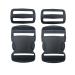 EesTeck 2 Set 1.5 Inch Flat Dual Adjustable Plastic Quick Side Release Plastic Buckles and Tri-glide Slides for Luggage Straps Pet Collar Backpack Repairing (Black, Fit For 1.5/38mm Webbing Straps) 1.5"-2 Pack