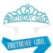 Atoden Tiaras for Girls Birthday Sash Crowns for Women Birthday Crown Princess Crown Rhinestone Headband Birthday Tiara Comb Headband Hair Accessories for Girls Birthday Decorations for Girls (Blue) Blue + Sash