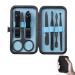 Rnitle manicure set nail set nageletui nail clipper set luxury manicure 7 in 1 stainless steel professional pedicure set stainless steel care tools with black PU leather pocket travel beauty kit (black)