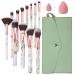 Makeup Brushes Start Makers 12Pcs Marble Make up Brushes Professional Makeup Brush Set Foundation Concealer Blush Eyeshadow Brush Set with Beauty Blender and Makeup Pouch (Gold)