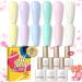 BORN PRETTY Pastel Gel Nail Polish Sweet Pink White Candy Colors Gel Polish Set 6Pcs Macaroon Spring Summer Gel Varnish Soak Off U V/LED Lamp Starter DIY Nail Salon Manicure Kit Gift for Women Girls The Cream Kiss Series