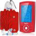 Belifu Dual Channel TENS EMS Unit with 12 Pads, 24 Modes Muscle Stimulator , Electronic Pulse Massager Muscle Massager for Pain Relief Therapy, Fastening Cable Ties, Dust-Proof Drawstring Storage Bag Red