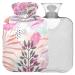 NAANLE heat bottle with cover pink palm leaves Transparent hot water bottle heat bottle for back pain relief handfoot warmer neck warmth and cold therapy 2l