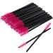Ukerdo 50pcs Spoolie Eyelash Disposable Pink Brush Extensions Mascara Wands Make Up Applicators Lash Comb Tool Kits Cleansing Eyebrow Black Handle