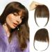 LNERATO Clip in Bangs 100% Real Human Hair Wispy Fringe Bangs Natural Flat Neat Bangs with Temples Hairpieces for Women Air Bangs Hair Clip on Hair Extension for Daily Wear(Dark Brown)