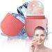 Ice Face Roller Ice Roller for Face and Eye Food-Grade Leak-Proof Silicone Cube Reusable Face Massage Ice Mold for Face Face Massager Facial Beauty Ice Roller Skin Care Tools (Striped Pink)