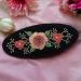 Rose Flower Pattern Embroidered Oval-Shaped French Hair Barrette Clips Poppy Flower Design Fashion Embroidered Cute Hair Clips Colorful Embroidered Hair Barrettes for Girls and Women (Black 1) - Buy Online on GoSupps.com