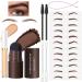 Eyebrow Stamp Stencil Kit Brown Brow Filling Powder Stamp Waterproof Eye Concealer 12Reusable Brow cards+ elastic cord 2Cleaning Cotton Swab 2Brush Women Brow Shaping Makeup-Natural Brown #2Natural Brown