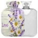 Naanle hot water bottle with reference vintage daisy lavender lavender transparent hot water bottle hot water bottle for back pain relief handfoot warmer neck heat and cold therapy 2l
