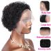 Pixie Cut Short Curly Lace Front Wig - Brazilian Virgin Human Hair 6 Inch, 180% Density - Pre Plucked for Black Women | 1B Color - Buy Online on GoSupps.com