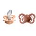 BIBS Couture Baby Pacifier 2-Pack | Made in Denmark | BPA Free Dummy Soother Anatomical Nipple. Silicone Size 2 (6-18 Months) Peach/Woodchuck