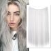 Hair extension with rubber band Silk-Co smooth extensions with invisible cord synthetic hair part such as real hair hair sealing hair extensions for women silver gray 50cm