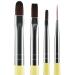 Beaute Galleria 4 Pieces UV Gel Nail Art Brush Set (Pro Flat  Carved  Detailer  and Round) for Thin Fine Line  Detailer  Outline  Striping  Nail Tips Builder  Polygel Nails  Gel Sculpting