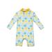 BONVERANO Baby Girls Swimsuit Toddler Bathing Suit Long-Sleeve Zipper One Piece Swimwear with UPF 50+ Sun Protection 18-24 Months Lemon