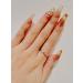 Long Squoval Red Nude Gradient & Glitter Rhinestones Fake Press On Nail Set