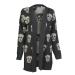 Fast Fashion Ladies Long Sleeves open Cardigan Skull Owl Front and above 20 Sch del Holzkohle