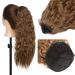 18 Inch Long Curly Ponytail Extension Corn Wavy Drawstring Ponytail Hair Extensions Hair Pieces for Women Light Brown