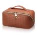Large Capacity Travel Makeup Bag Portable Travel Cosmetic Toiletry Bag Wash Bag Multifunctional Storage Waterproof Makeup Bag Organizer with Compartments for Women Girls (Brown)