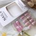 Pink Press on Nails - Medium Square Fake Nails with Flower Designs | Glossy Nude Pink Cherry Blossom - Reusable Acrylic Full Cover - 24PCS - Buy Online on GoSupps.com
