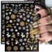 JMEOWIO Christmas Nail Art Stickers - 9 Sheets Self-Adhesive Snowflake Snowman Decals for Holiday Nail Designs - Glitter Gold & White Supplies - Buy Online on GoSupps.com
