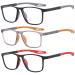 FsRead reading glasses men 3 Set Sporty Design comfortable and flexible light blue light -blocking reading aid for men black gray gray orange black red 1.5 diopters
