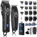 GLAKER Professional Hair Clippers and Trimmer Kit, Cordless Mens Hair Clippers for Men Women Kids, Barber Clippers Fading Clippers Rechargeable with 18PCS Guards Black